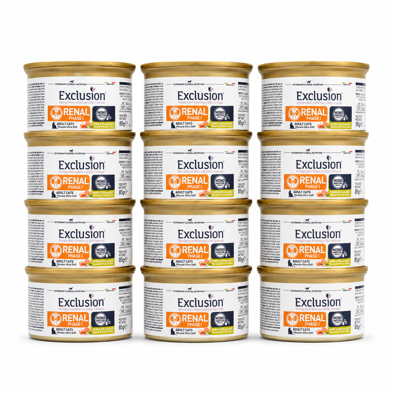 EXCLUSION MONOPROTEINA GATO RENAL 1 CERDO, ARVEJA Y ARROZ 85 GRS