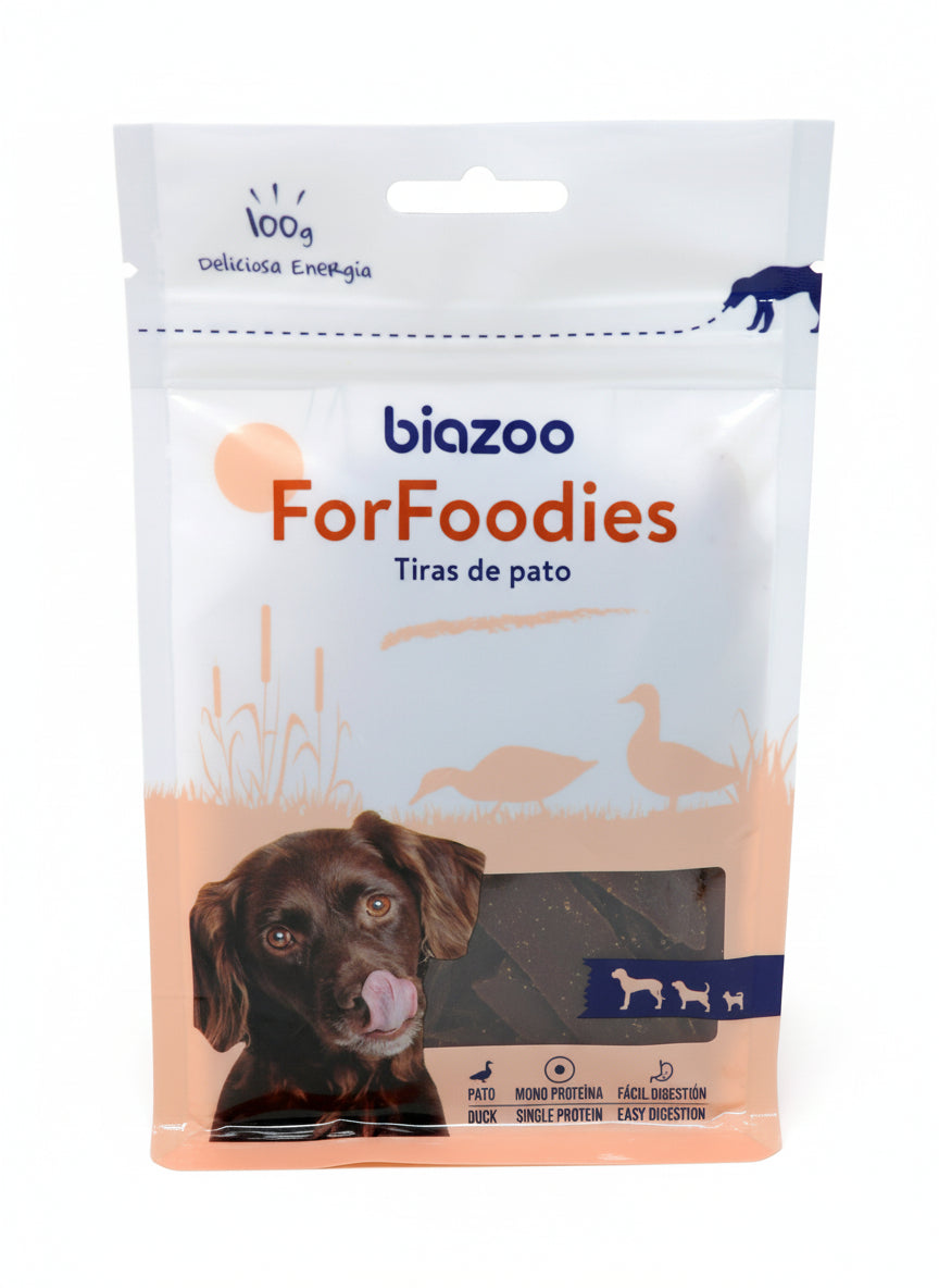 BIOZOO PERRO TIRAS FINAS SUAVES DE PATO 100 GRS