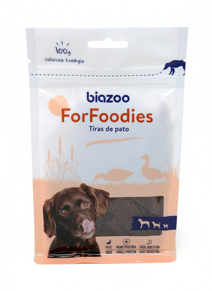 BIOZOO PERRO TIRAS FINAS SUAVES DE PATO 100 GRS
