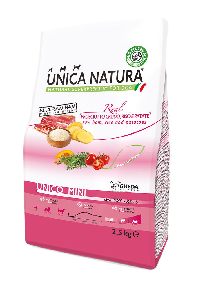 UNICA NATURA  PERRO MINI JAMON SERRANO ARROZ Y PAPAS 2,5