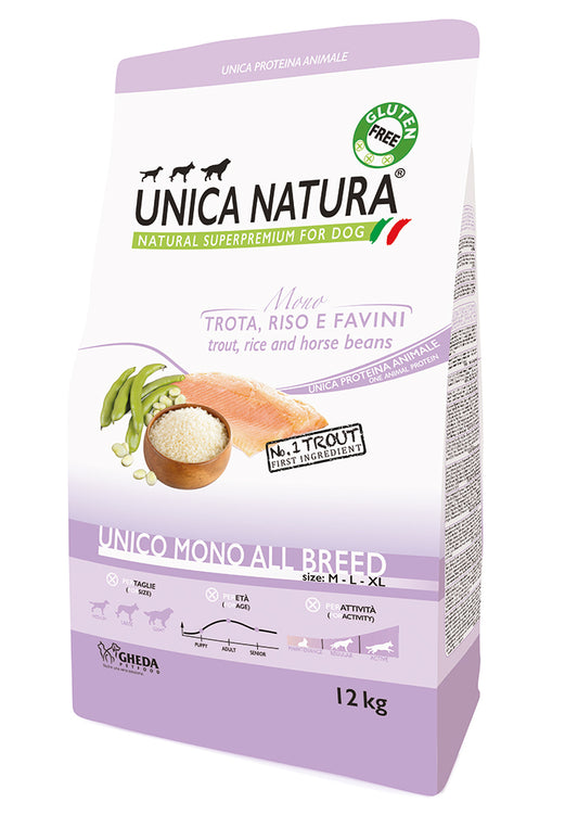 UNICA NATURA-PERRO MONO TRUCHA 12KG