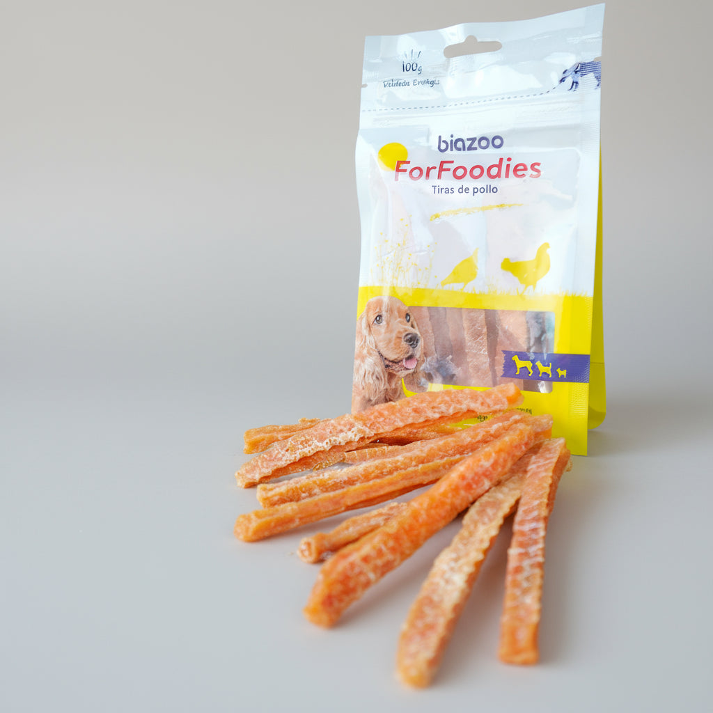 BIAZOO PERRO TIRAS DE POLLO 100 GRS