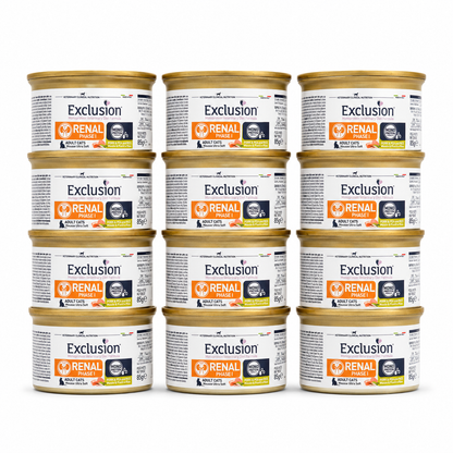 EXCLUSION MONOPROTEINA GATO RENAL 1 CERDO, ARVEJA Y ARROZ 85 GRS